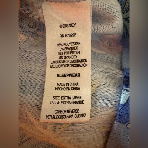 Disney Stitch Tropical Sleepwear Pajama Top XL Blue Short Sleeve - Picture 4 of 5